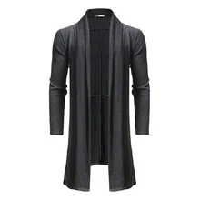 Весна осень мужской готический панк хип-хоп Длинный плащ Вязаный плащ кардиган мужской корейский стиль пальто Длинная Куртка накидка
