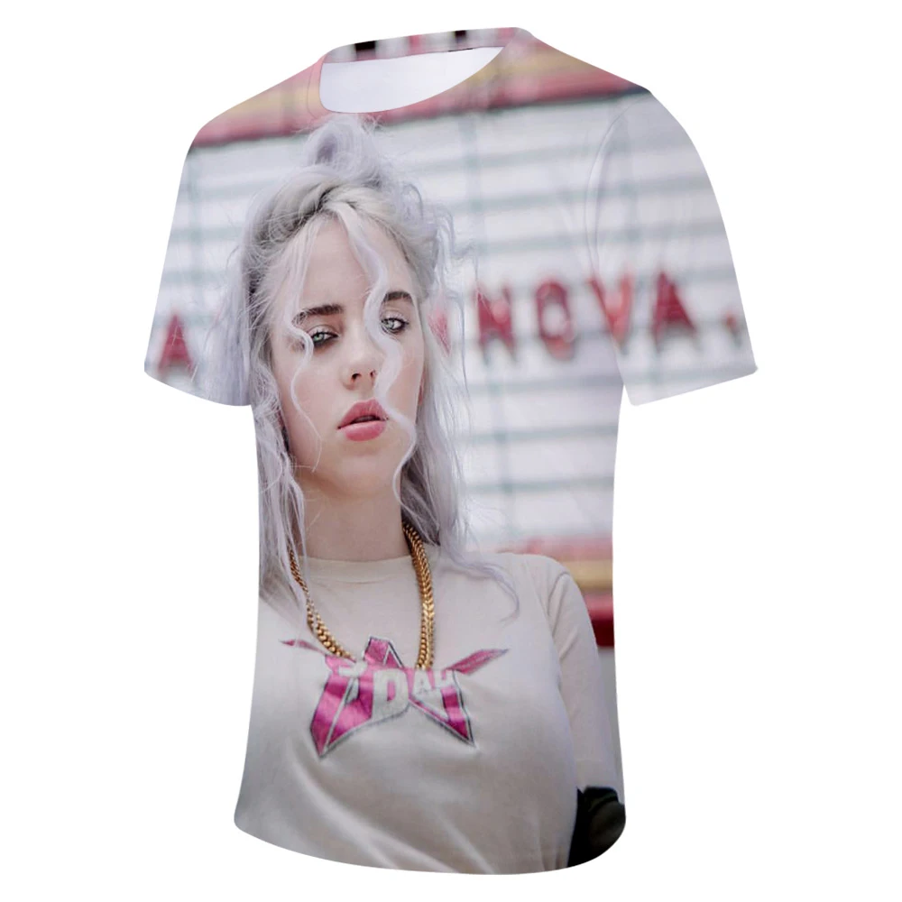 Billie Eilish, новинка, 3D футболка, для мужчин, летняя мода, хип-хоп, Harajuku, повседневная одежда, Billie Eilish, 3D, для девочек, желтая футболка