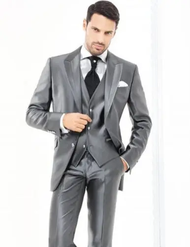 Тренд моды на заказ slim fit платье мужской костюм смокинг жениха на одной пуговице пальто Свадебный ужин 3 пальто жилет брюки - Цвет: as picture