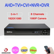 Hi3521A XMeye 8 Channel 8CH 1080P Full HD Surveillance Video Recorder 5 in 1 Hybrid Wifi Onvif NVR TVI CVI AHD DVR Free Shipping