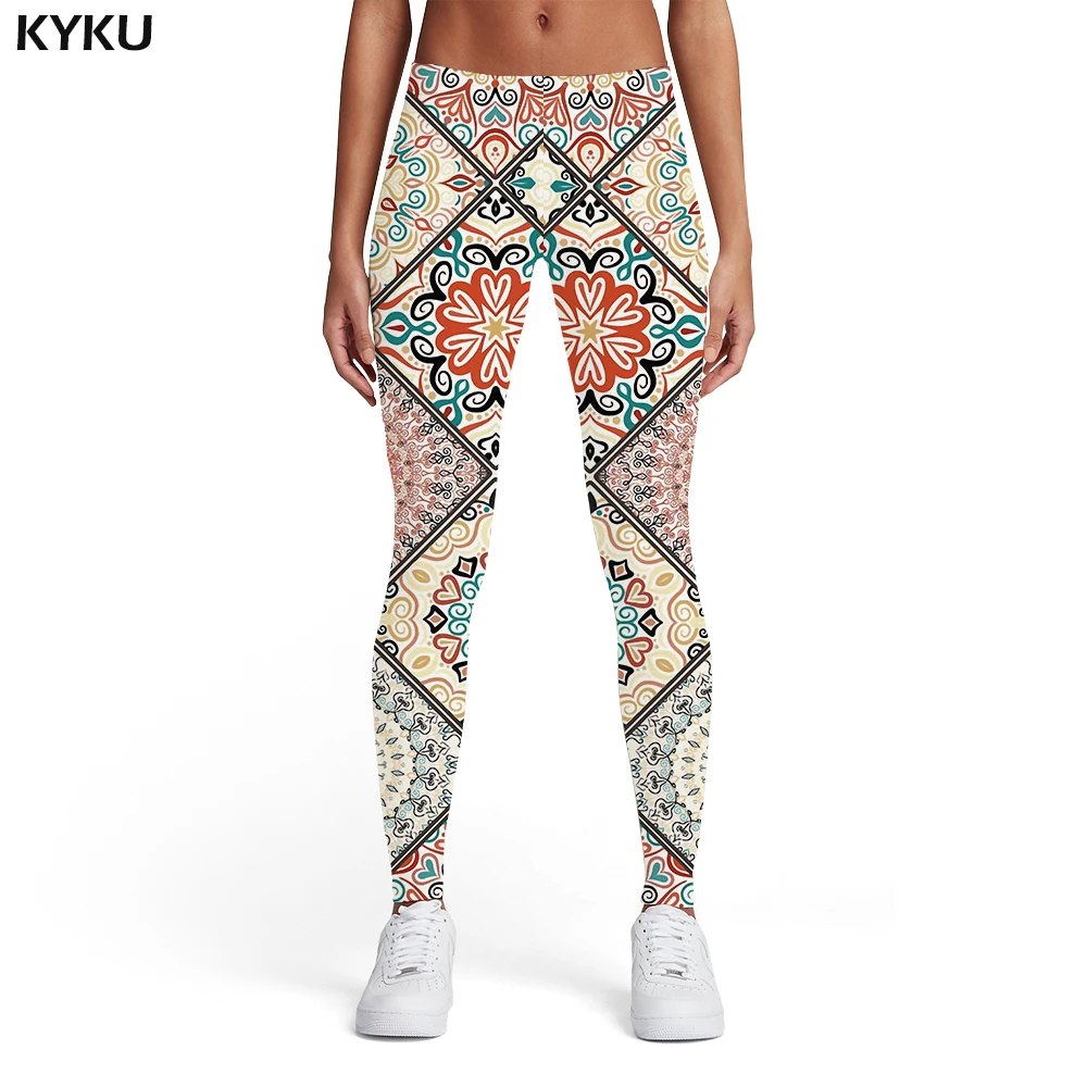 KYKU Psychedelic Leggings Women Pattern Ladies Colorful Sport Art Elastic Vintage Spandex Womens Leggings Pants Fitness aerie leggings