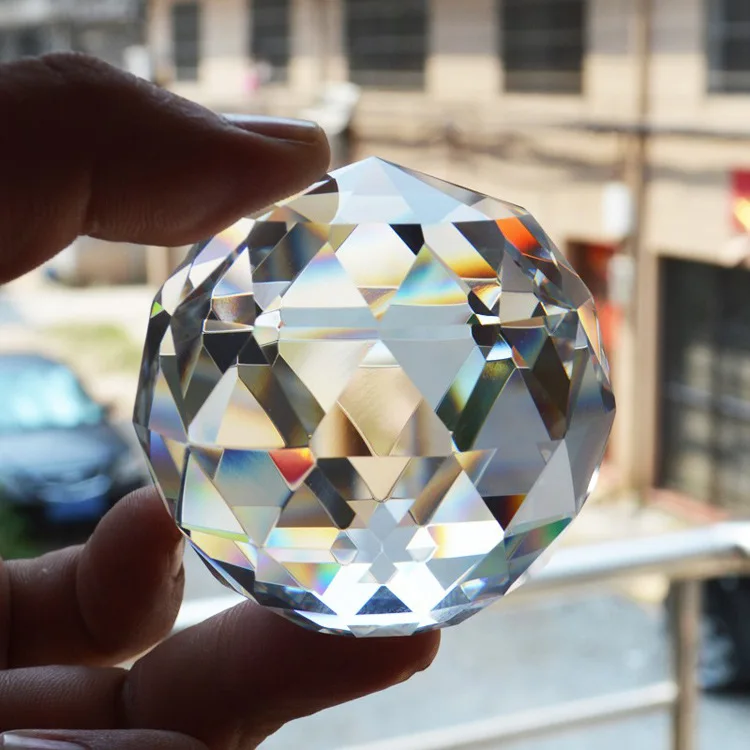 

Customized transparent crystal ball ornaments solid faceted ball crystal bubble ball pendant home decoration accessories