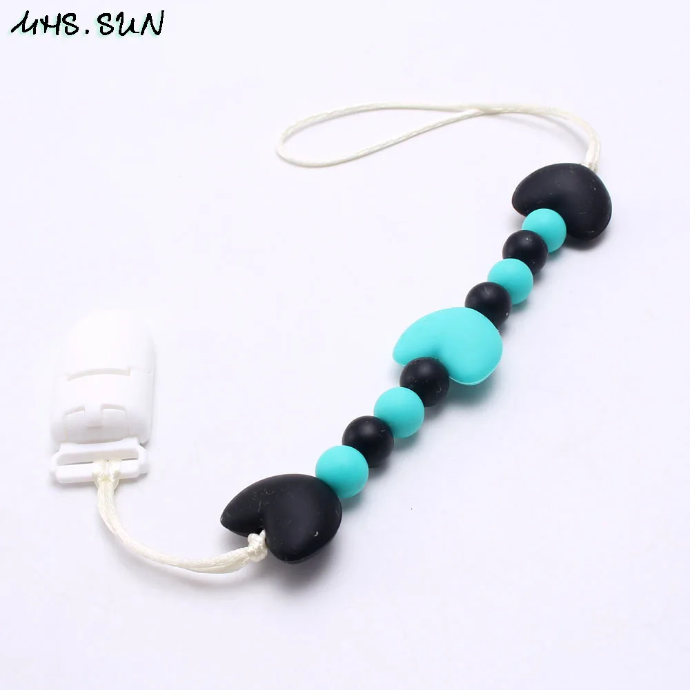 

MHS.SUN Silicone teething pacifier clips Safe Food Grade Silicone pacifier chain Holder For Nipples Baby Chew Toys 1PC