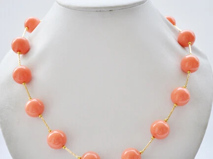 

FREE SHIPPING>>>@@ > N3472 16mm Coral-Pink round SOUTH SEA SHELL PEARL NECKLACE