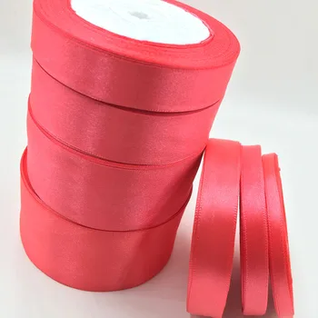 

25 Yard Watermelon Red Silk Satin Ribbon Wedding Party Decoration Gift Wrapping Christmas New Year Apparel Sewing Fabric Ribbon
