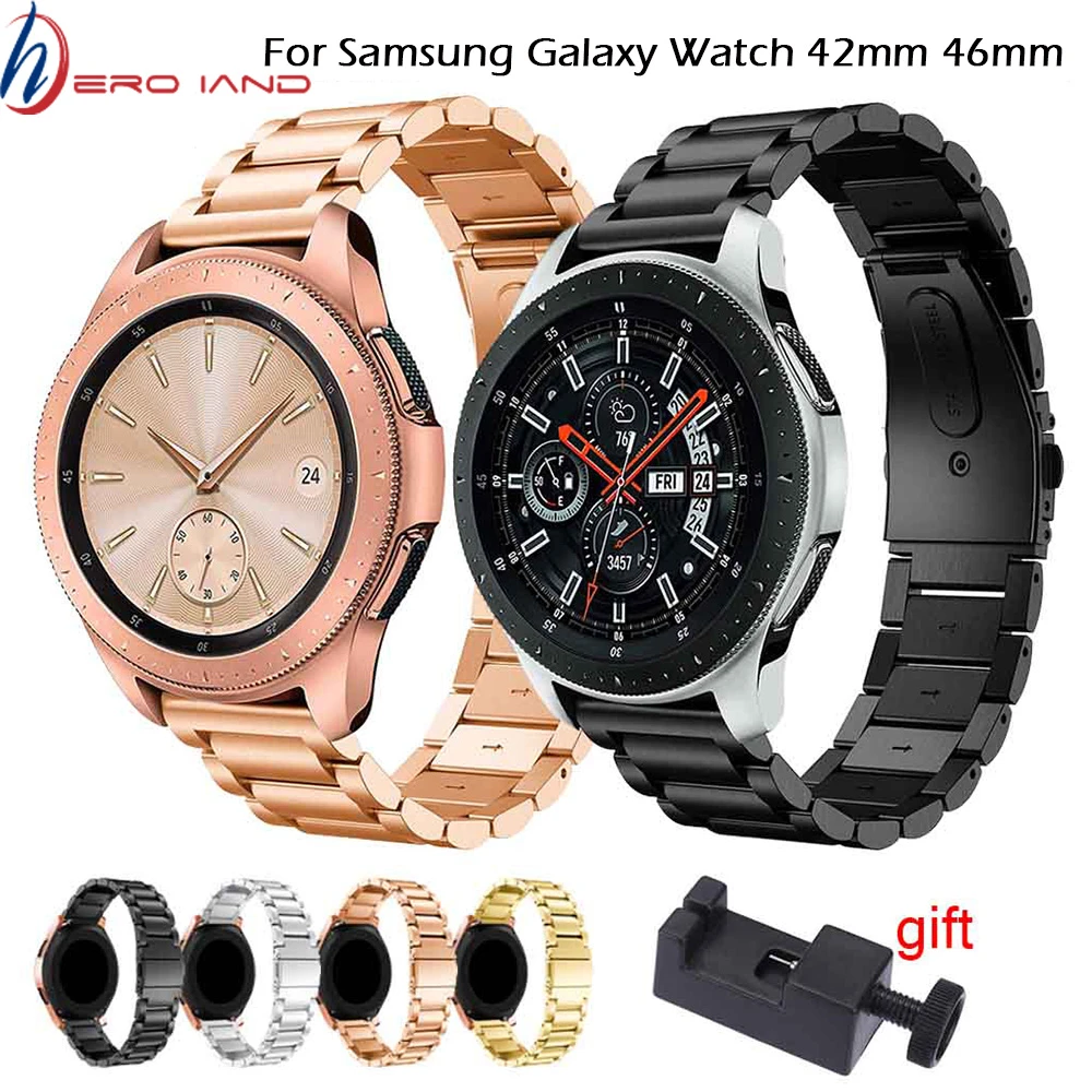 3 Pointer Stainless Steel Watchband mm 22mm For Samsung Galaxy Watch 42mm 46mm Rose Gold Metal Strap Band For Sm R800 Sm R180 Smart Accessories Aliexpress