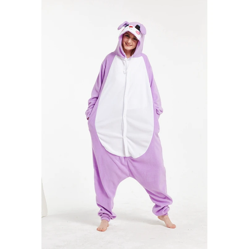 Фиолетовый кролик животного Косплэй костюм Onesie Толстовка для взрослых Для женщин Для мужчин Хэллоуин для отдыха и вечеринок флис полной