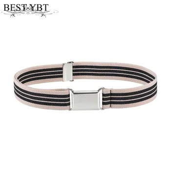 

Best YBT Children canvas belt 2018 New Children elastic canvas Alloy press buckle belt fashion Adjustable length Children belt