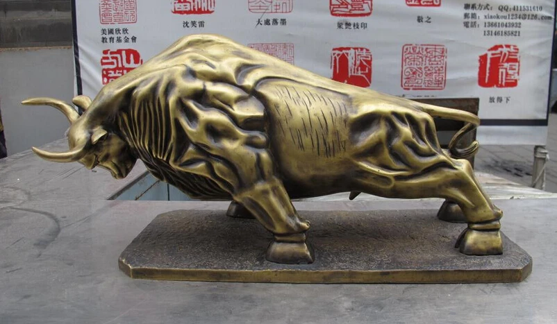 

wholesale factory Chinese Bronze Copper Feng Shui Money Copper Ox Bull corrida Statue