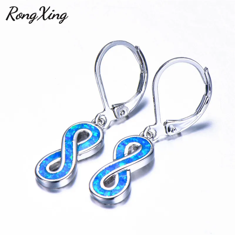 RongXing 8 форм дизайн синий/белый цвет серебра любовь бесконечность серьги по месяцу