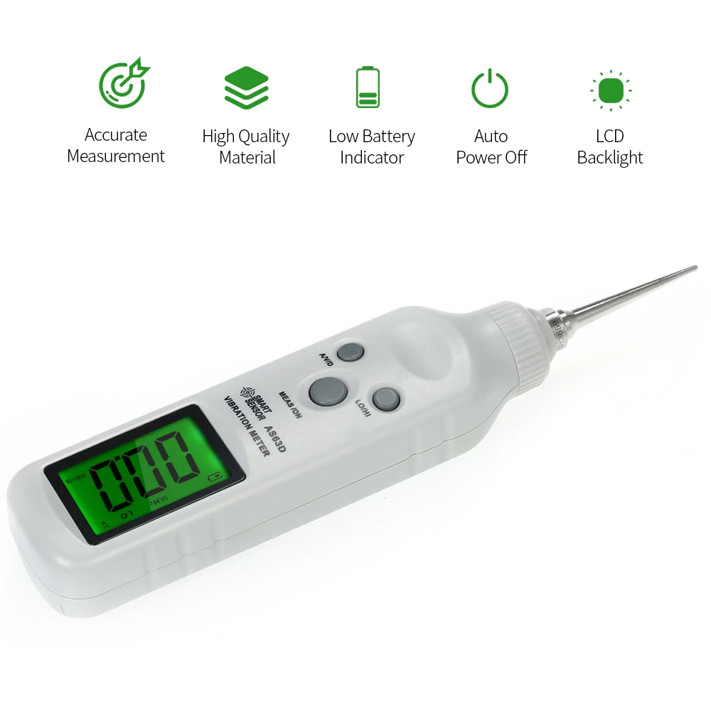 

SMART SENSOR 10HZ~1KHZ Digital vibration meter 0.1~199.9m/s Precision Vibration measurer Tester Gauge Analyzer W/Carry Box