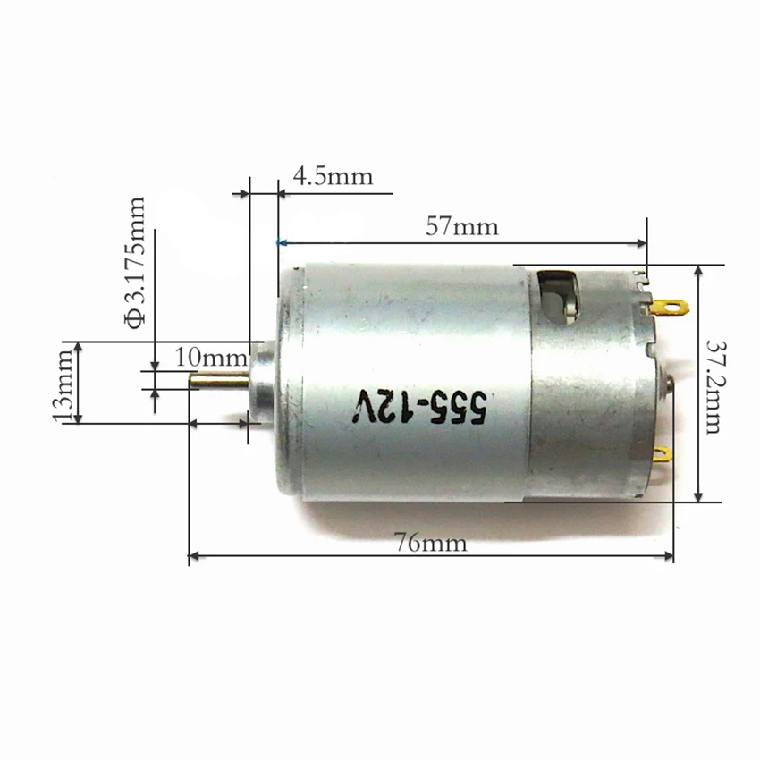 

555 DC Motor RS-555 Permanent Magnet DC Motor High Torque DC 12V 3550rpm Motor with Inner Fan, 330gf.cm, Shaft Dia 3.175mm