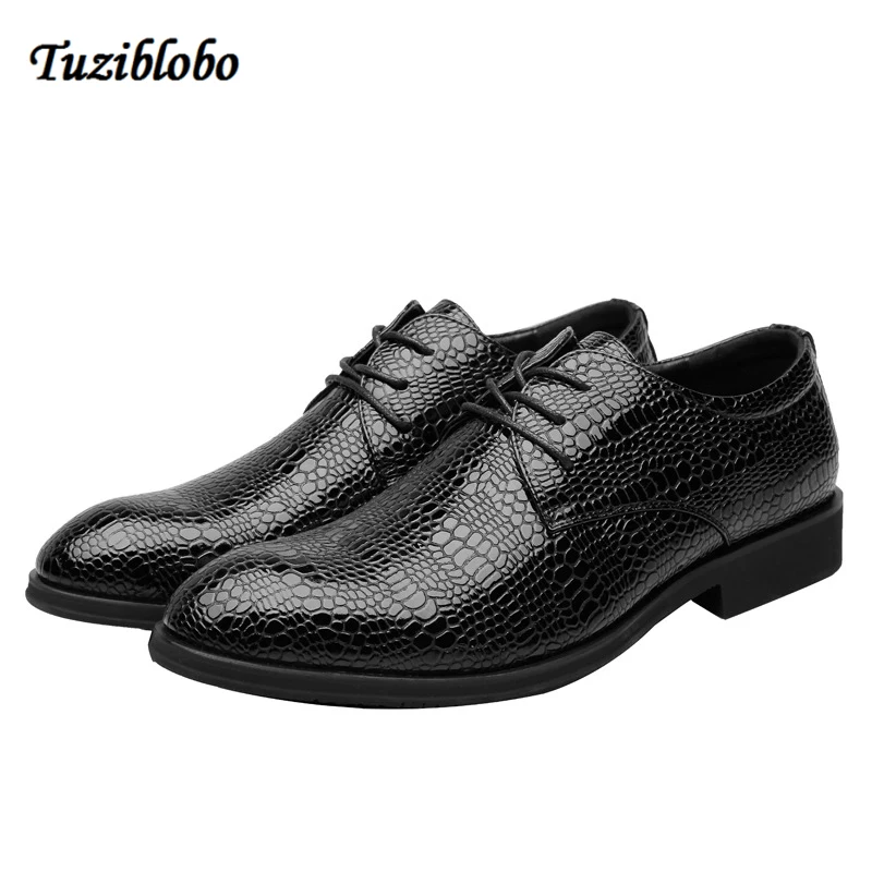 

Hign Quality Crocodile Pattern Men Flats Leather Dress Shoes Lace-Up Pointed Toe Oxford Flat Male Casual Shoes Men'S Size 38-45