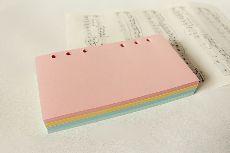 50 листов ежедневник красочная бумага. Перфорированная бумага А5, Отрывные листы дневник заправки. Смешанные цвета мята/синий/желтый/розовый/белый