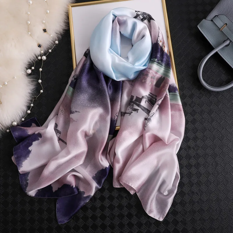 6060Cm Women Scarf Square Silk Hair Tie Band Skinny Hair Tie Band Small Handkerchief Bandana Scarf-In,8,60Cm 60Cm
