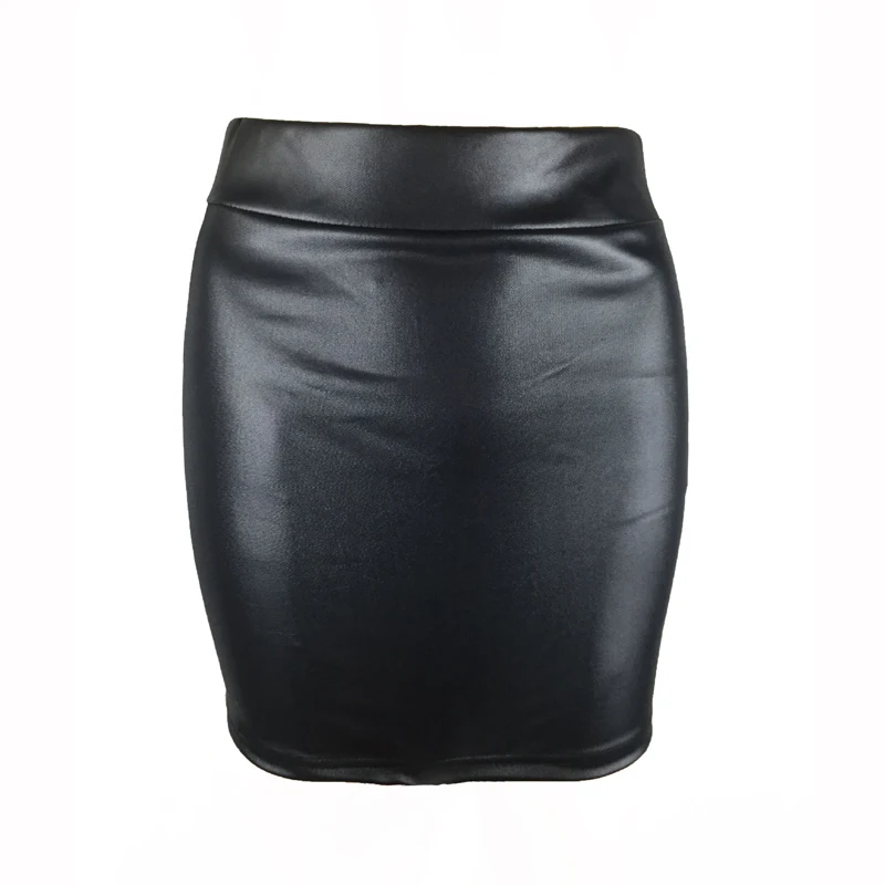 Черные женские летние матовые Облегающие юбки из искусственной кожи, тонкие женские юбки-карандаш с эластичной талией, один размер