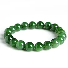 Yu Xin Yuan ювелирные изделия и натуральных материалов HeTian Biyu Jade Круглые бусины браслет зеленая леди браслет подарок для женщин