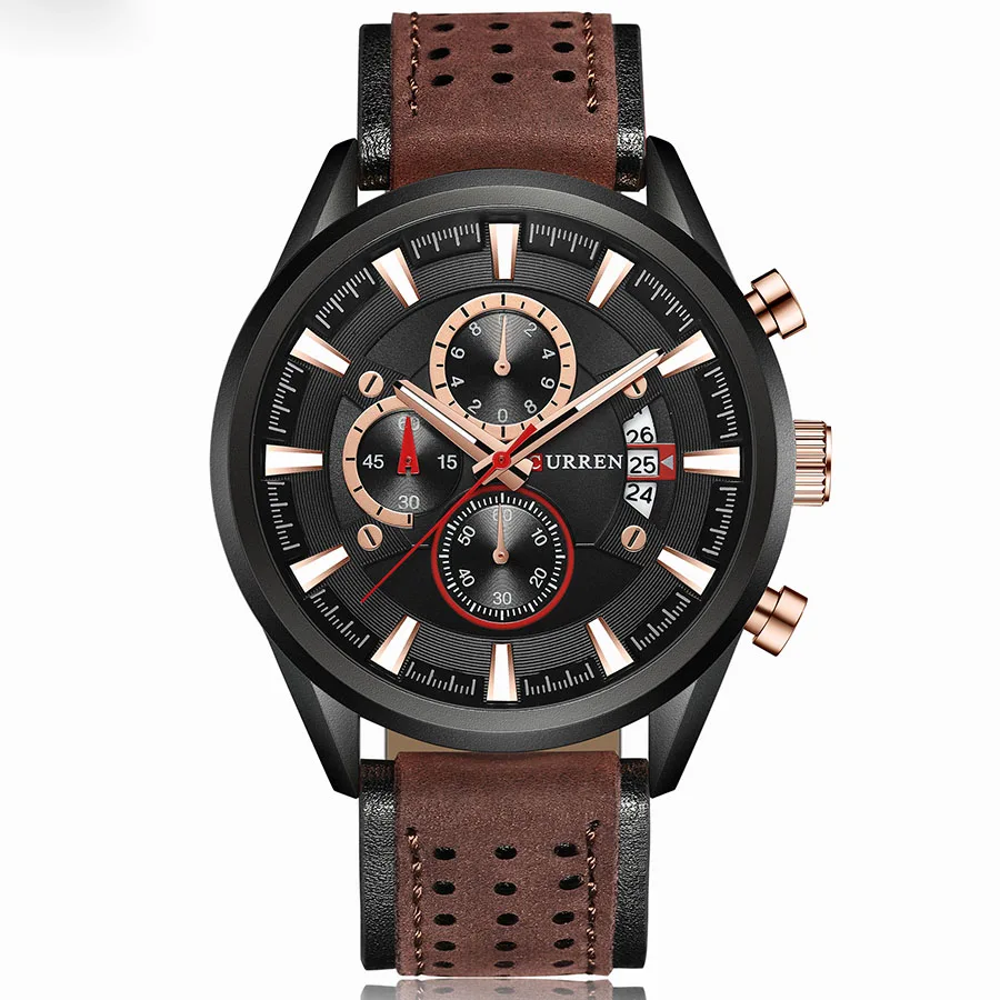 Curren Watch Sport Man часы Luxury кожаный ремешок Военные часы человек часы Роскошные брендовые Для мужчин часы спортивные Водонепроницаемый - Цвет: Coffee Black Black