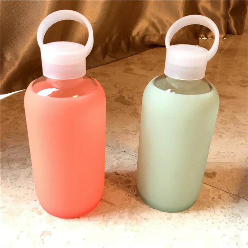 Arshen Мода красочные 500 мл стеклянная бутылка для воды красивый подарок женские бутылки для воды с защитный силиконовый чехол туристический лагерь