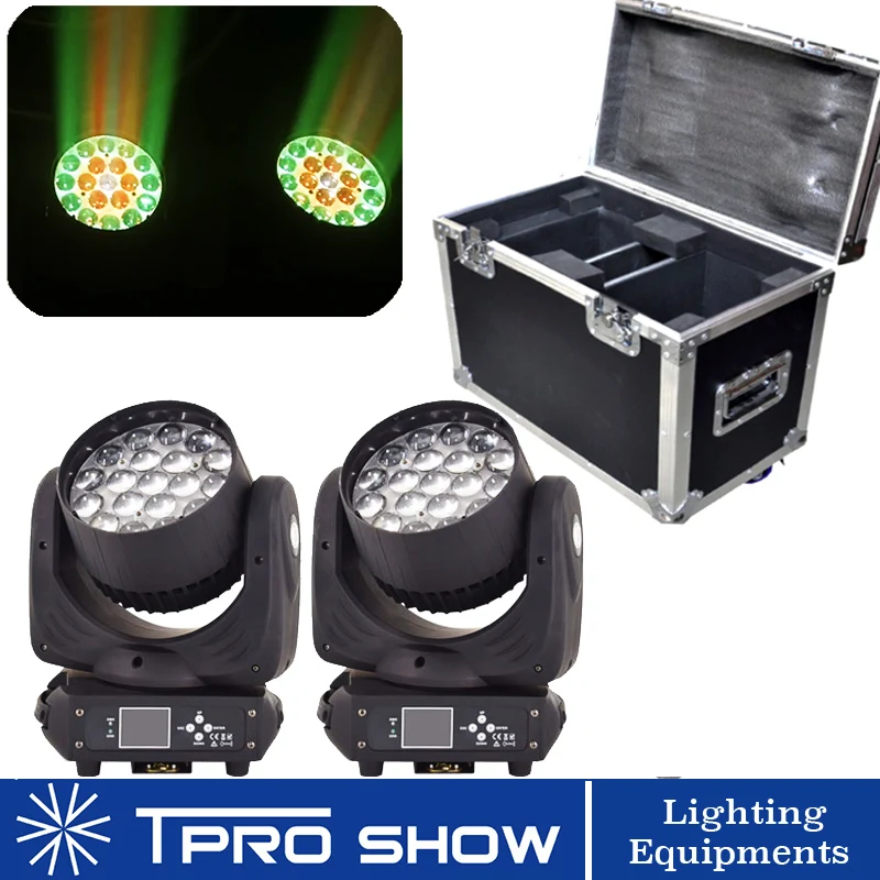 

2Pcs 19x15W Zoom LED Moving Head Wash Light 1 Flight Case Packing Lyre Beam Zoom Lighting Effect Professional DJ Equipment Dmx