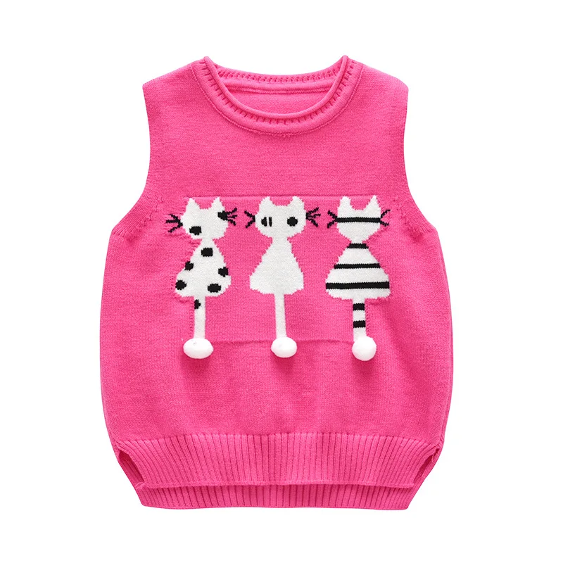 

baby girl sweater vest for kids pullovers girls sweaters spring cotton cartoon cat little girls clothing tops size 1 2 3 4 years