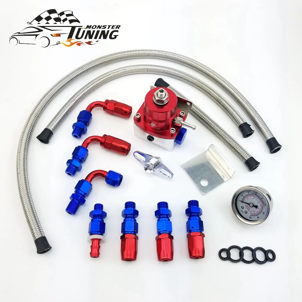 Tuning Monster Universal Adjustable Fuel Pressure Regulator Gauge Kit