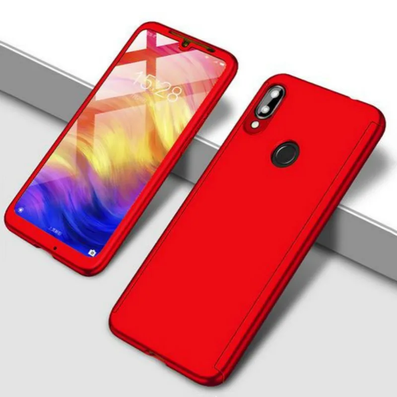 360 градусов полный чехол для телефона Xiaomi A2 lite Redmi Note 8 чехол Redmi 8A 5A 6A Note 7 6 5 Pro Чехол с защитой экрана - Цвет: Красный