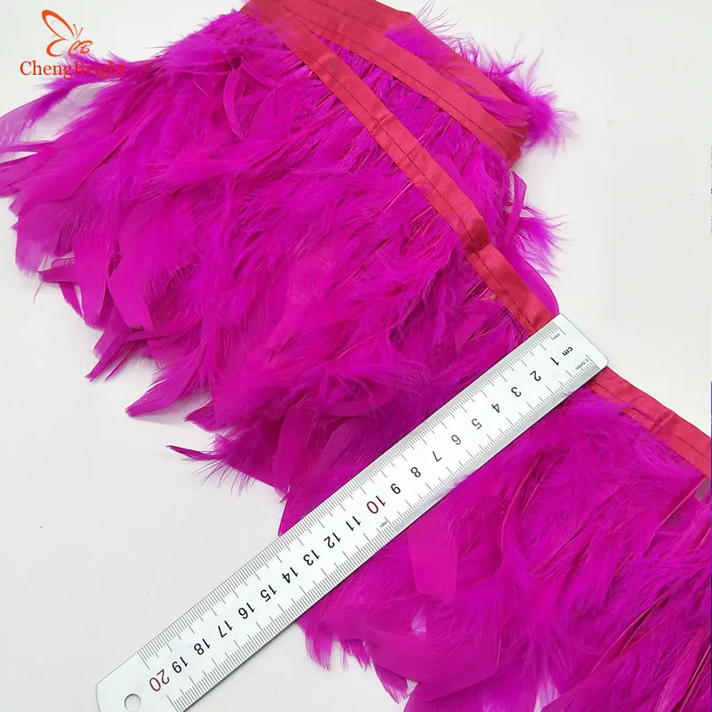 

ChengBright 10Yards Rose Natural Turkey Feathers Trim Cloth Sideband Pheasant Feather Trims Clothing Wedding Feathers Ribbon