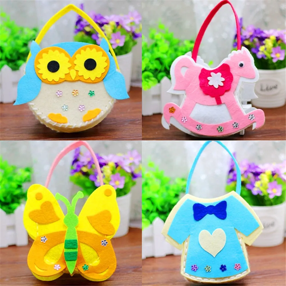 

Fun Kids Handmade Handbags Cartoon Educational Handwork Creative Gifts DIY Sewing Cloth Handcrafts Mini Bag Toys Random Pattern