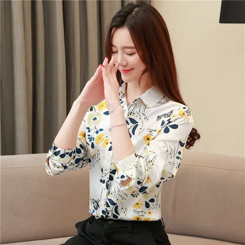  Womens Tops and Blouses Silk Blouse Women Long Sleeve Shirts Korean Fashion Clothing Blusas Feminin