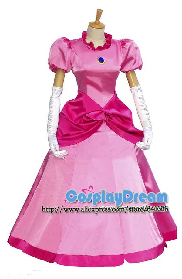 Super Mario Bros -Peach-Princess Toadstool Peach dress cosplay costume2