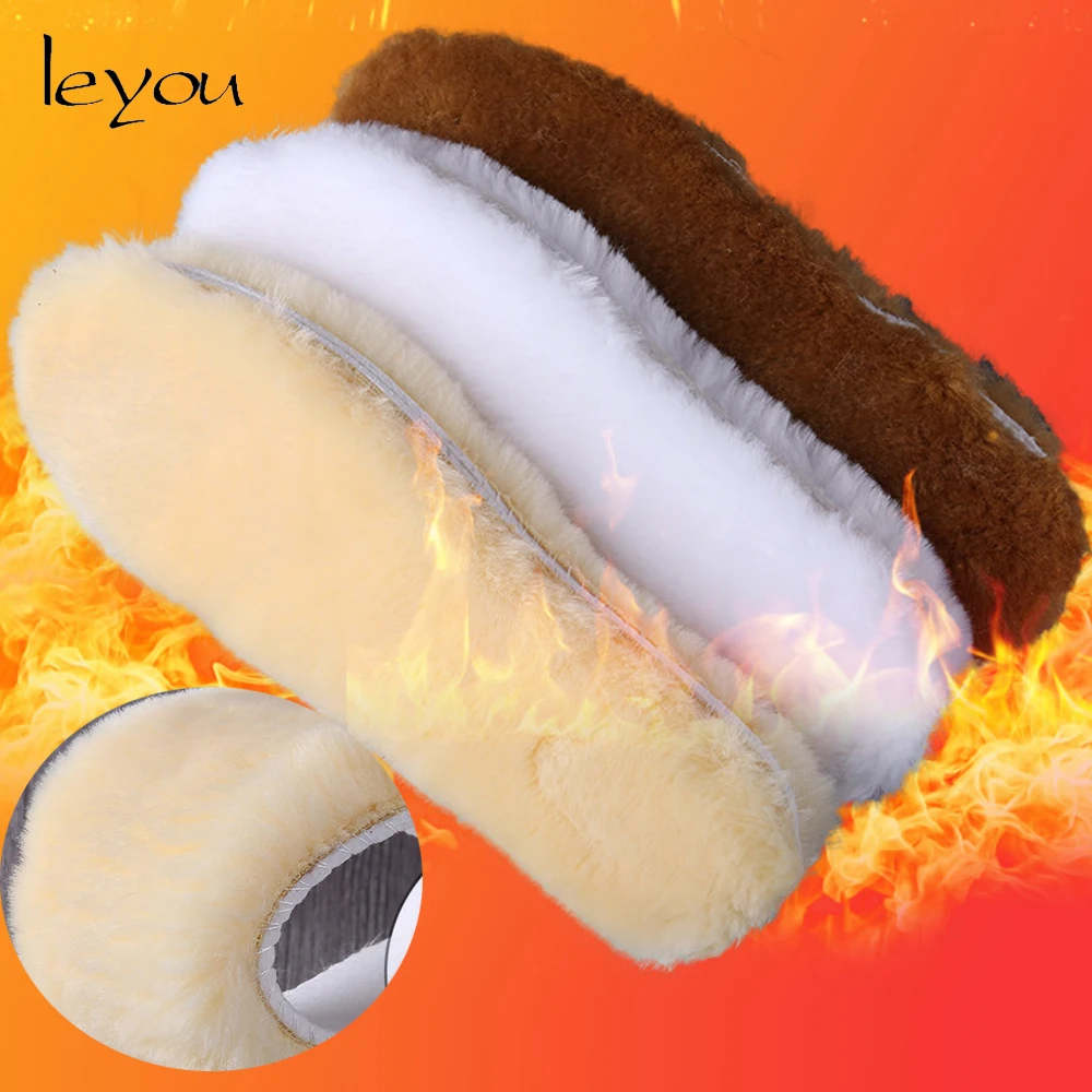 

Leyou Unisex Faux Sheepskin Wool Insoles Winter Fur Soft Insoles With Pads Warm Insoles for Shoes