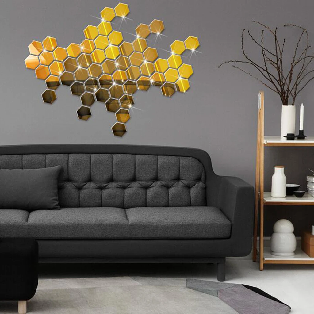12 Pieces Removable Solid 3D Wall Sticker Mirror Effect Wall Sticker Decal For Home Living Room Bedroom Decor Multi Color Supply