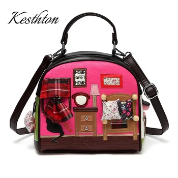 

2019 new patchwork women handbags vintage embroidery female shoulder bags cartoon crossbody bags for lady