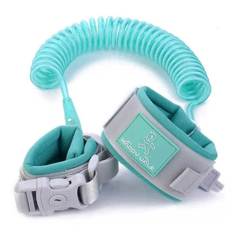 1.5m 2m 2.5m Adjustable Anti Lost Wrist Link Strap Rope Toddler Leash Safety Harness Kid Outdoor Walking Hand Belt with Lock - Цвет: D Green 2M
