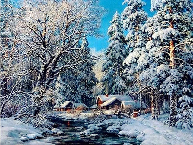 WZQUQ DIY 5D Pintura de Diamante sin Marco Invierno Nieve Diamante Bordado Paisaje /árbol Punto de Cruz Cuadrado Completo Diamante Arte 40x50cm 16x20 Pulgadas P1640