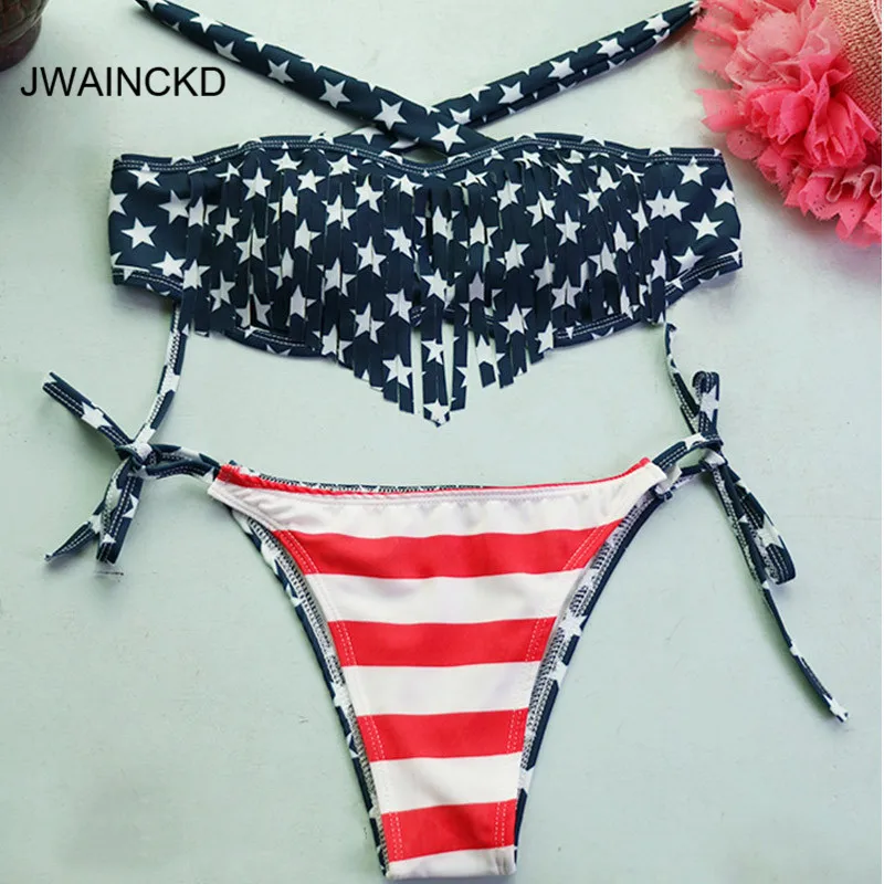 star print bathing suit
