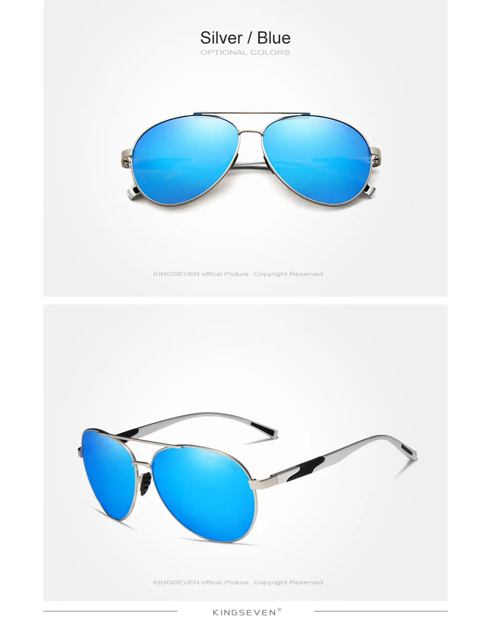 KINGSEVEN Aluminum Men's Sunglasses Polarized HD Driving Mirror