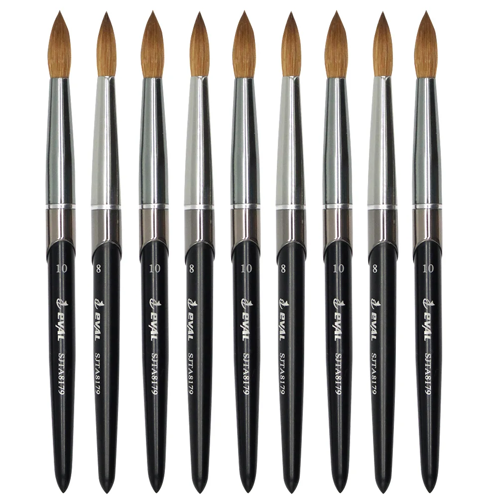 Pincel de Pintura Eval Puro Kolinsky Sable Prego Escova uv Gel Acrílico Arte Conjunto Ferramenta 100% 9 arte escova conjunto prego ferramenta
