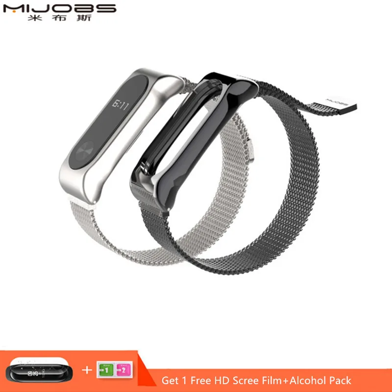 Смарт часы Mijobs Mi band 2 из нержавеющей стали Миланский магнитный ремешок петля для
