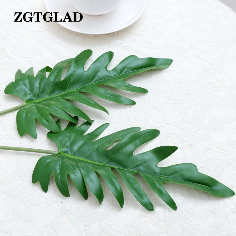 1Pcs Large Artificial Palm Leaf Green Plants Flores Home Wedding DIY