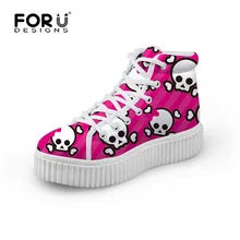 FORUDESIGNS/Лидер продаж; женская обувь с высоким берцем, визуально увеличивающая рост; черные туфли на плоской подошве в стиле панк с черепом; женская повседневная обувь на платформе; zapatos mujer