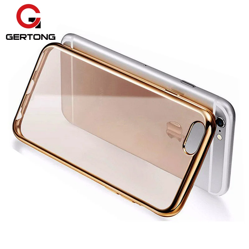

GerTong Plating TPU Shell Case For iPhone 7 8 6 Plus 6S 5 S SE 5S X XR XS Max Ultra Slim Silicone Cover Transparent Cases