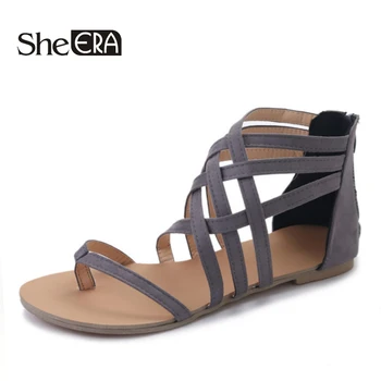 

She ERA Women Sandals Summer Fashion Cross Strap Gladiator Sandals 2018 Women Beach Shoes Flat Flip Flops