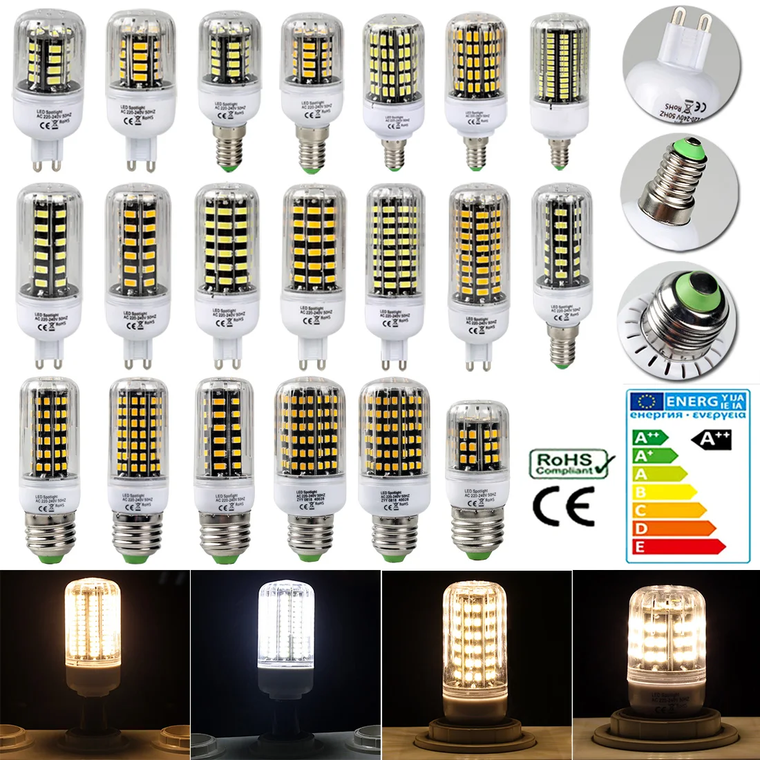2835SMD светодиодный кукурузная Лампа 220V E27 E14 G9 5/7/9/11/13/15W точечный светильник лампа