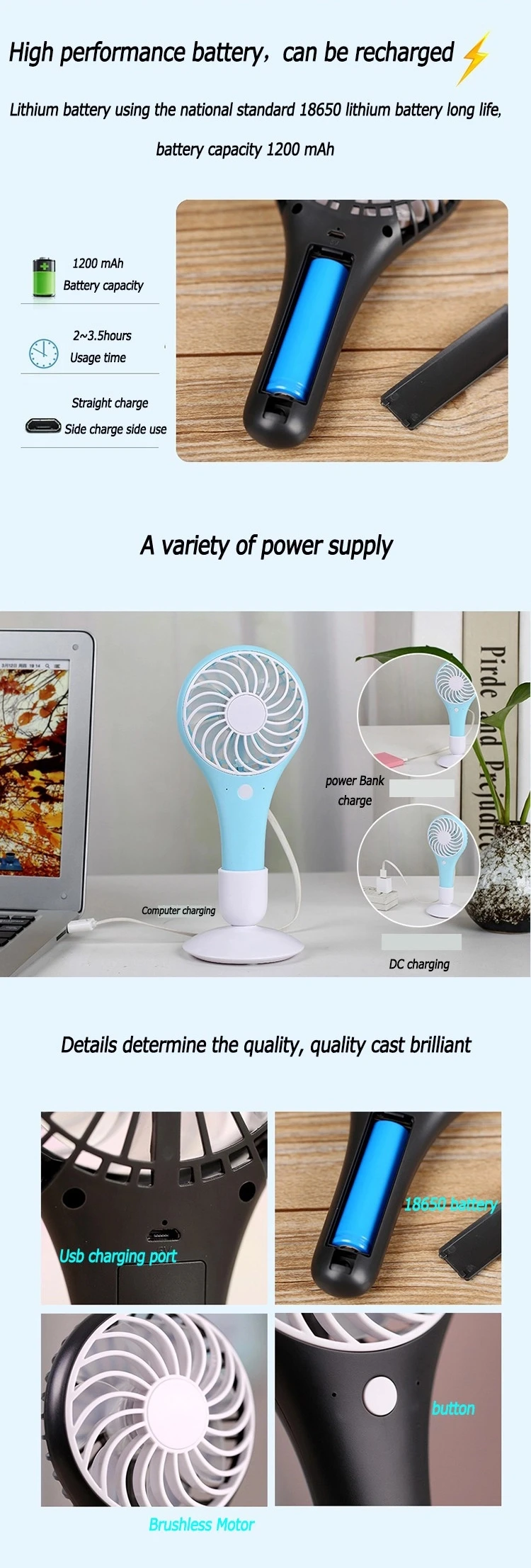 2018 New Water Droplets 1200mah Battery Powered Ail Cooling