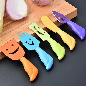 

5Pcs/Set Multi-function Stainless Steel Fruit Vegetable cake Tools Cheese Butter Spreader Smiles Shovel Fork Knife Tableware