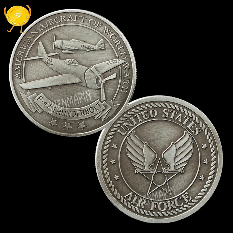 

US Air Force P-47 Fighter Thunderbolt Commemorative Coin World War II Largest Single-engine Fighter Honor Coins Collectibles