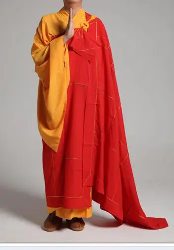 Унисекс Красный семь покаяния буддийские монахи robesgown форма Эббот сутанах боевым искусством кунг-фу костюмы медитации лежал одежда