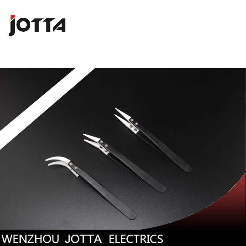 

Antistatic tweezers with high precision insulating stainless steel ceramic tip bending tweezers 130mm